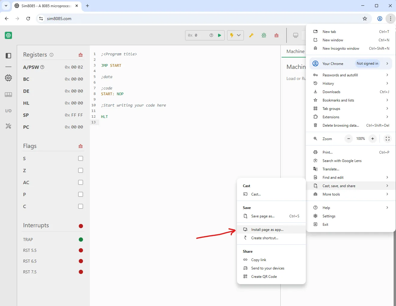 Install using Chrome