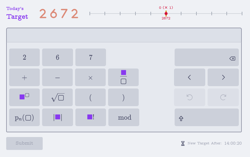 Natory game interface showing puzzle 2672