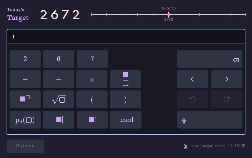 Natory game interface showing puzzle 2672